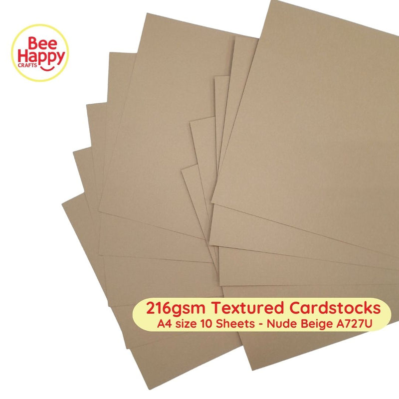 Bee Happy 216gsm Textured Cardstocks A4 Size 10 Sheets - Neutrals & Basics