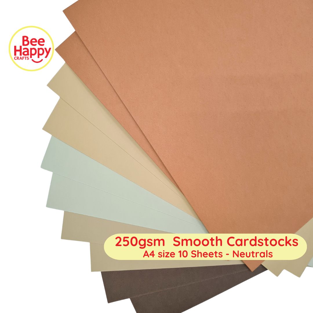 Bee Happy 250gsm Smooth Cardstocks 10 Sheets - Neutrals & Grays