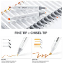 Ohuhu Oahu 200 Colors Dual Tips Alcohol Art Markers Fine & Chisel Y30-80401-87