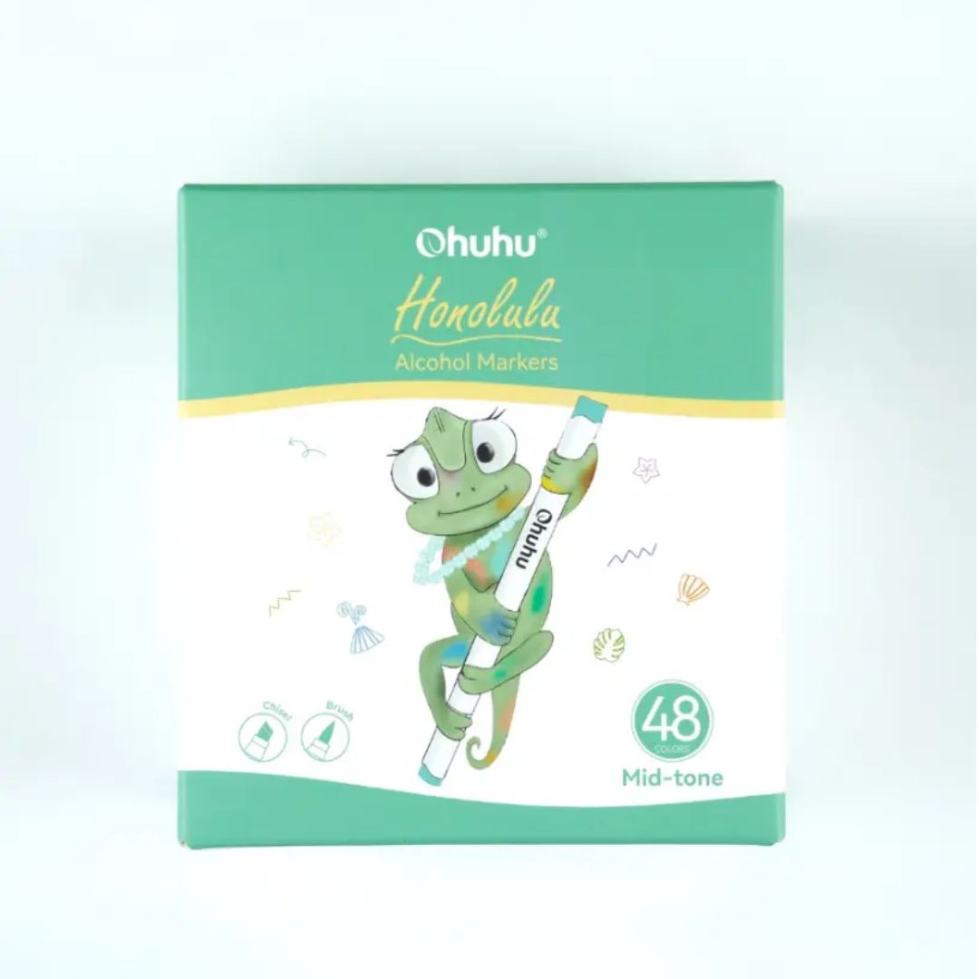 Ohuhu 48 Mid-tone Colors Dual Tip Alcohol Brush Markers Y30-80404-27