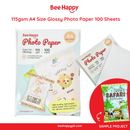 Bee Happy 115gsm A4 Size Glossy Photo Paper 100 Sheets