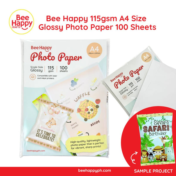 Bee Happy 115gsm A4 Size Glossy Photo Paper 100 Sheets