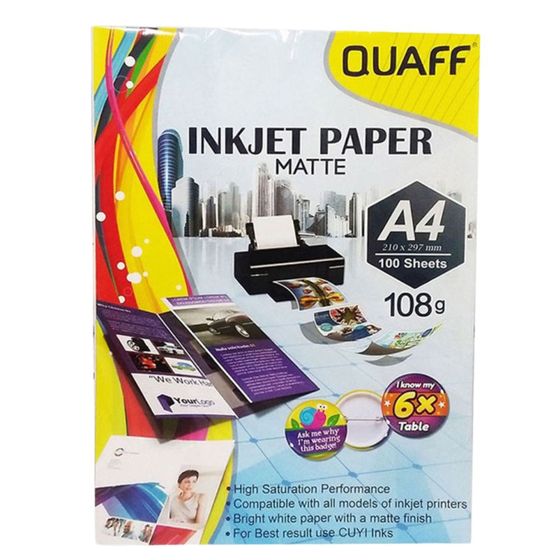 Quaff Inkjet Paper Matte A4 108g 100sheets