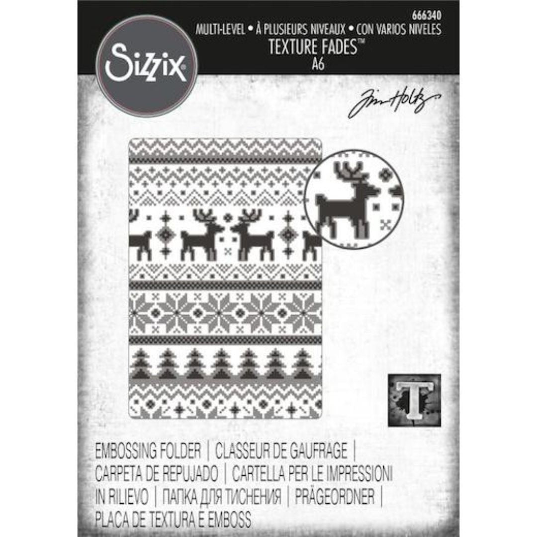 Sizzix Multi-Level Texture Fades Embossing Folder - Holiday Knit by Tim Holtz