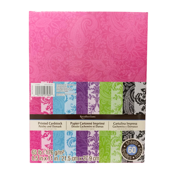 Recollections Printed Cardstocks Paisley and Damask 60 sheets
