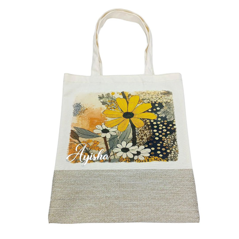 Bee Happy Sublimation Tote Bag with Decorative Base 13" x 15"