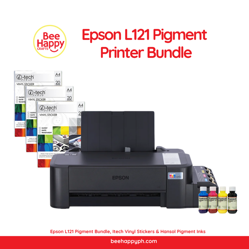 Epson L121 Pigment Printer Bundle (L121 + Hansol Pigment Inks + Vinyl Stickers)
