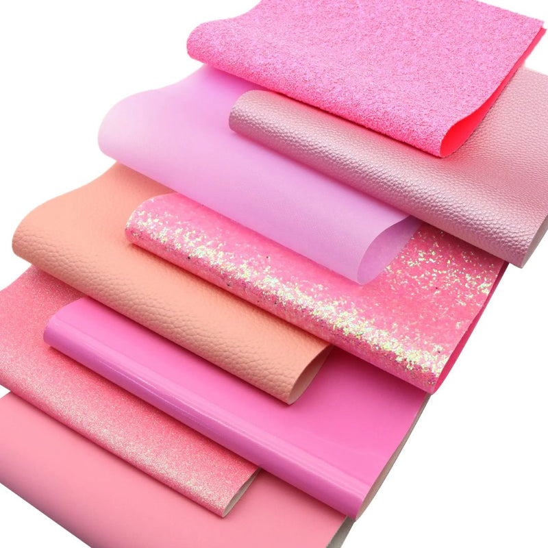 Bee Happy Faux Leather Sheets - Solid Pink Color 8pcs