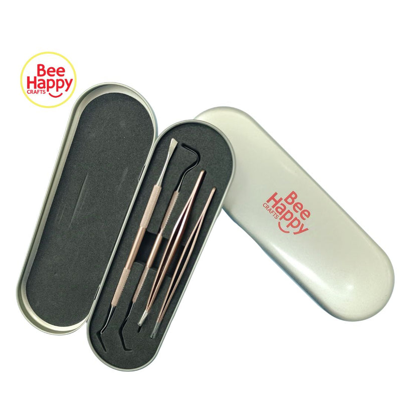 Bee Happy Stainless Steel Comfort Grip Vinyl Weeding Tool Set in Tin Case