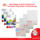 Waterproof Printable Vinyl Sticker A4 (20 Sheets) (Itech & Bee Happy)