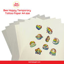 Bee Happy Temporary Tattoo Paper A4 size