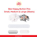 Bee Happy Button Pins 30 sets