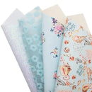 Bee Happy Faux Leather Sheets - Pastel Blue Series Floral Glitter 6pcs