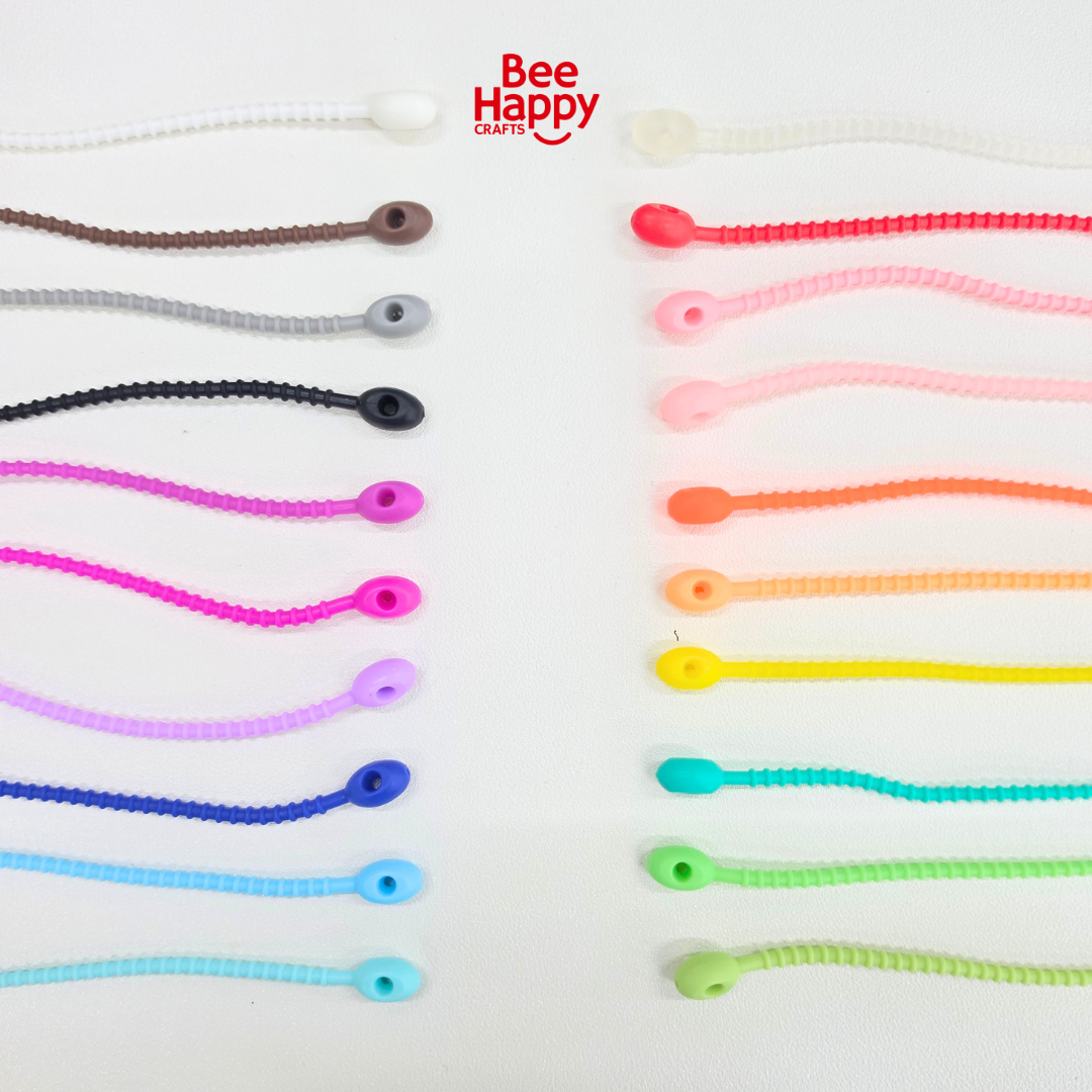 Bee Happy Silicone Tie for Keychains (25pcs)