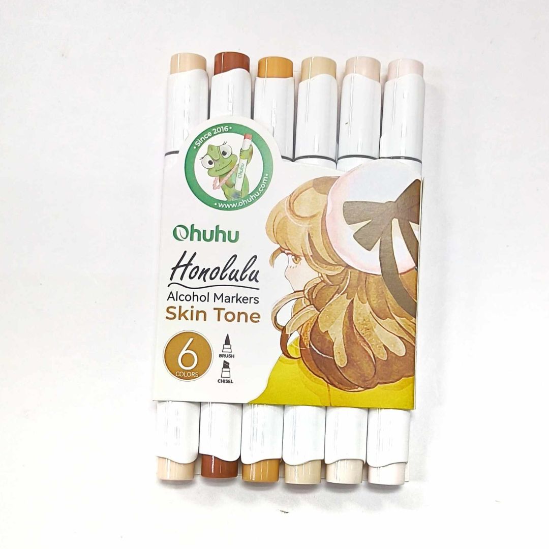Ohuhu Honolulu Alcohol Markers 6 colors Brush & Chisel Y30-80403-51, Y30-80403-52, Y30-80403-53