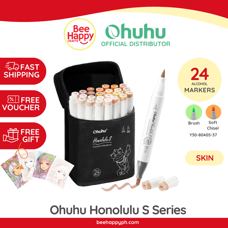 Ohuhu Alcohol Markers Honolulu S 24-color Brush & Soft Chisel Dual Tips Y30-80405-37