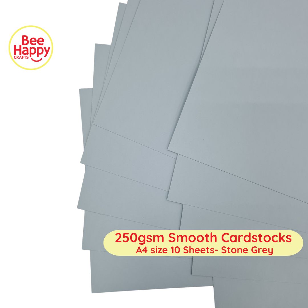 Bee Happy 250gsm Smooth Cardstocks 10 Sheets - Neutrals & Grays