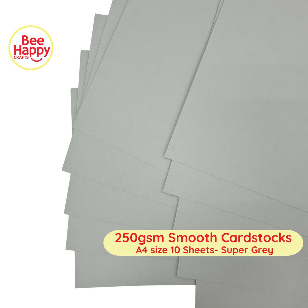Bee Happy 250gsm Smooth Cardstocks 10 Sheets - Neutrals & Grays