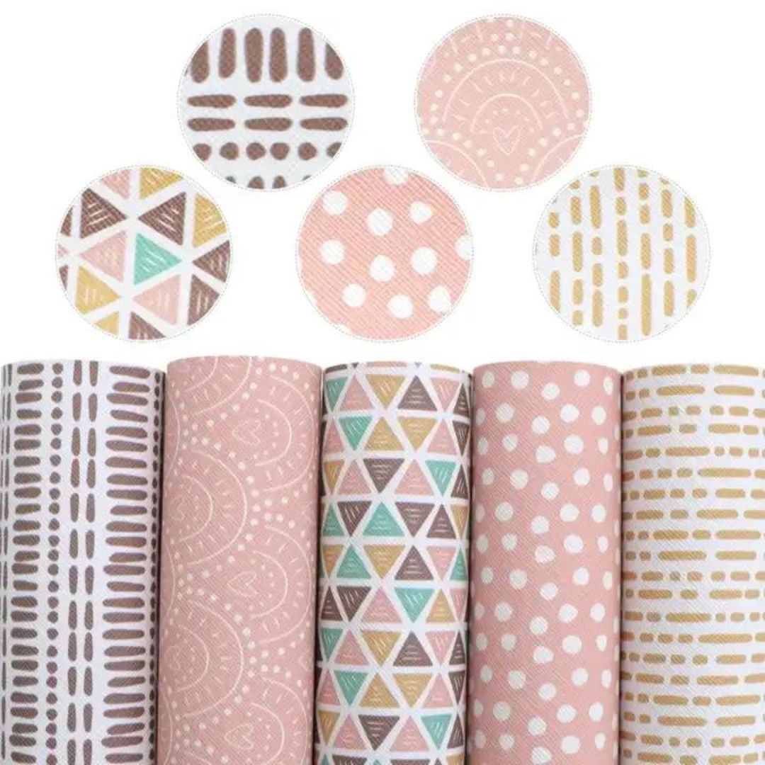 Bee Happy Faux Leather Sheets - Geometric Patterns Triangle Dot 5pcs