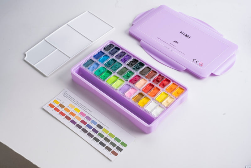 HIMI Twin Cup Jelly Gouache Paint Set, 48 Kleuren 12g, Jelly Cup Design, Niet Giftige Verf voor Canvas en Papier, Kunstbenodigdheden voor Professionals (Groene Koffer HIMI Twin Cup Jelly Gouache Paint Set, 48 Kleuren 12g, Jelly Cup Design, Niet Giftige Verf voor Canvas en Papier, Kunstbenodigdheden voor Professionals (Groene Koffer