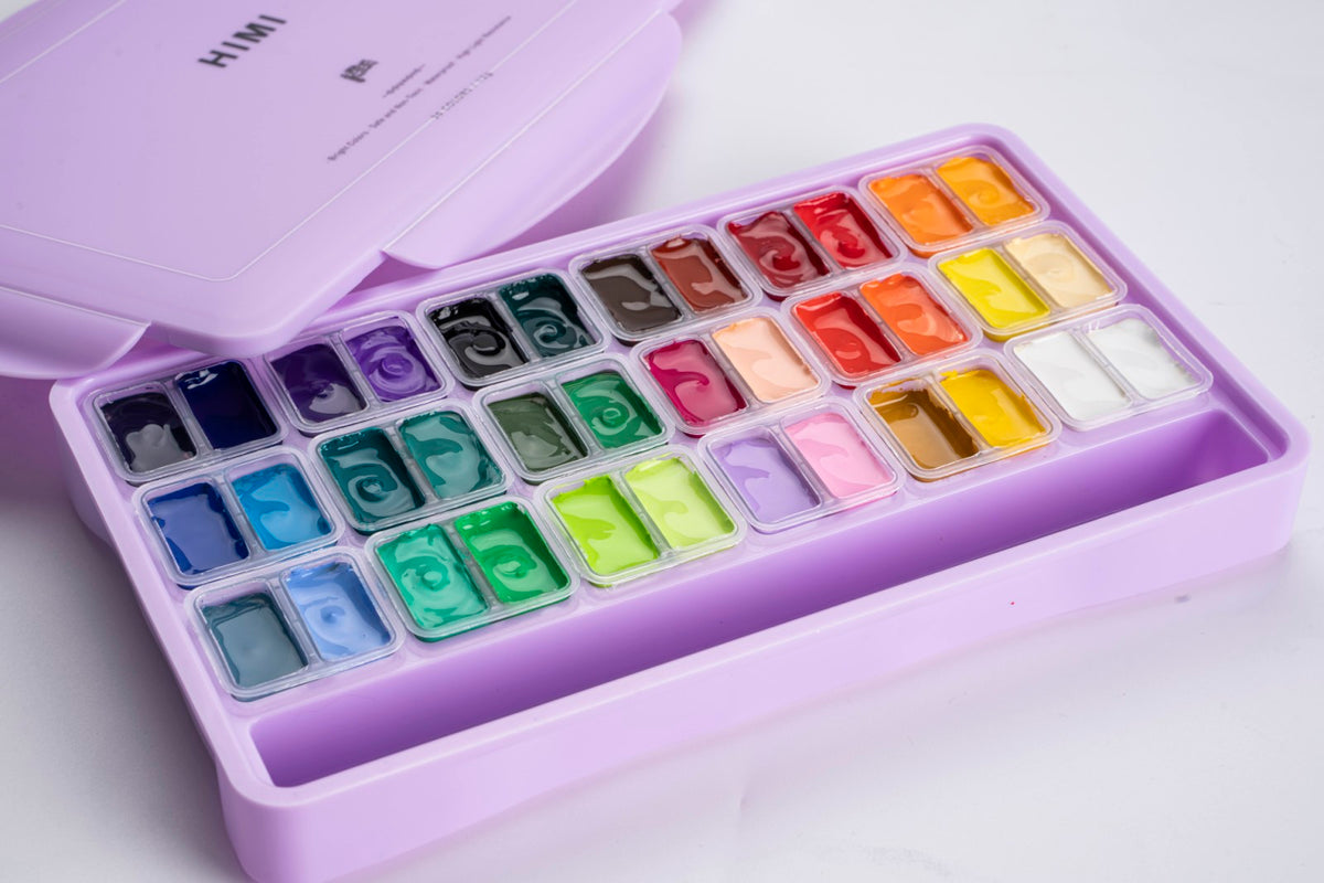 Miya Himi Gouache Twin Cups Set 36 Colors Split Jelly Cups - Lilac