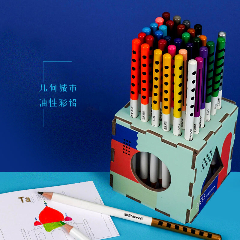 MIYA Geometry City Oil Color Pencil Gift Box - 36 & 48 Colors
