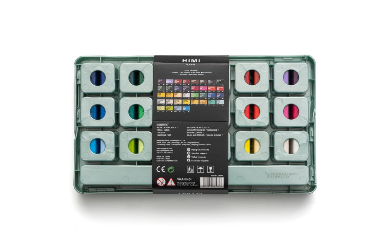 MIYA HIMI Acrylic Paint Set Jelly Cup 36 & 48 Colors (No Brush Included) Twin Cups