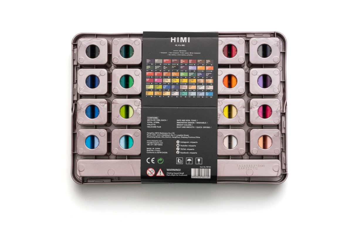 MIYA HIMI Acrylic Paint Set Jelly Cup 36 & 48 Colors (No Brush Included) Twin Cups