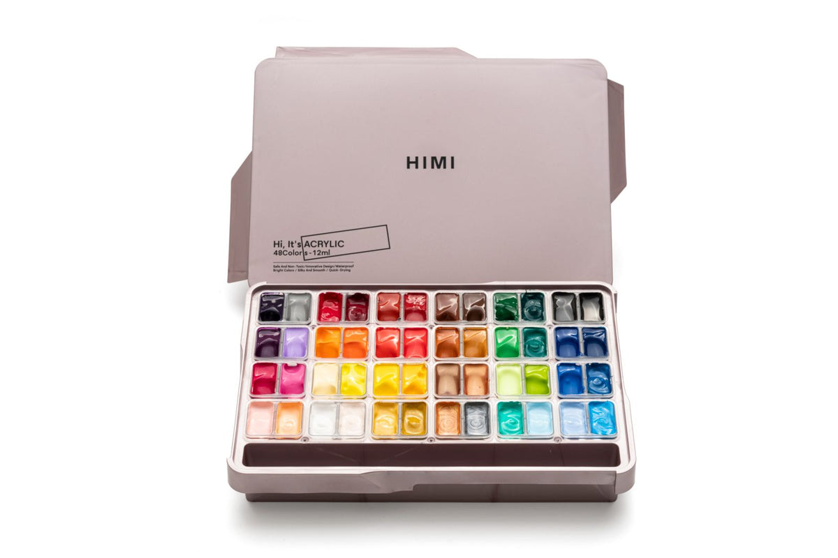 MIYA HIMI Acrylic Paint Set Jelly Cup 36 & 48 Colors (No Brush Included) Twin Cups