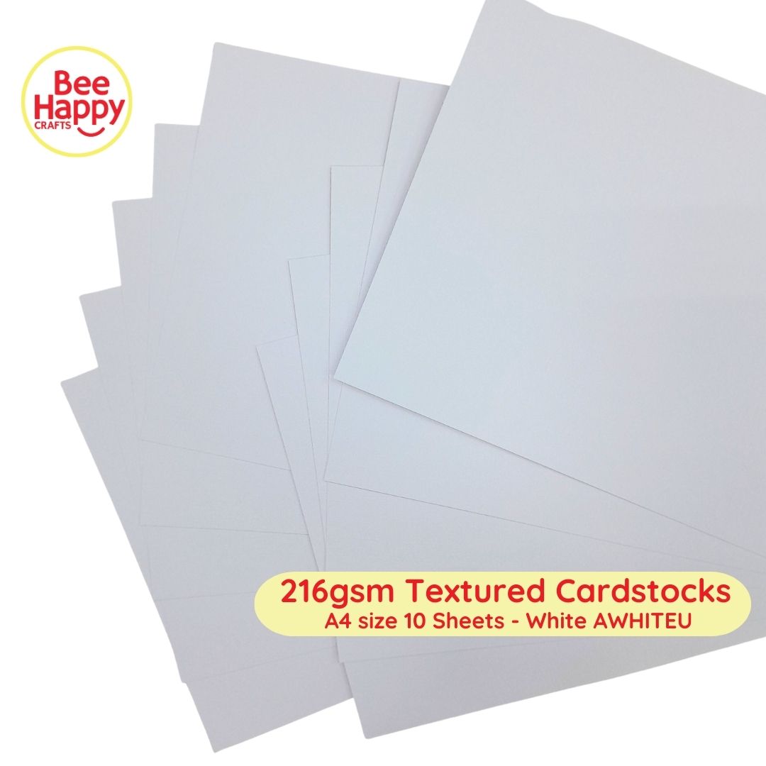 Bee Happy 216gsm Textured Cardstocks A4 Size 10 Sheets - Neutrals & Basics