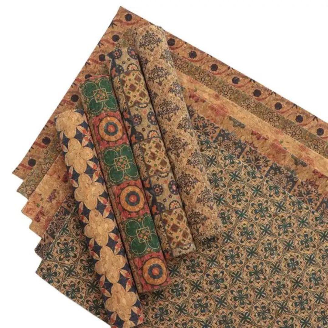 Bee Happy Faux Leather Sheets - Geometric Printed Wood Grain Cork 10pcs