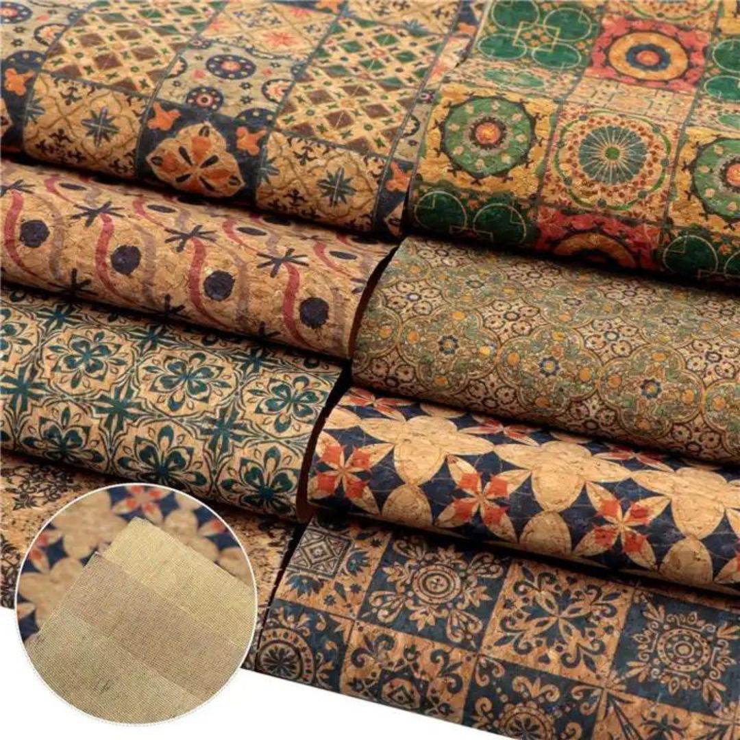 Bee Happy Faux Leather Sheets - Geometric Printed Wood Grain Cork 10pcs