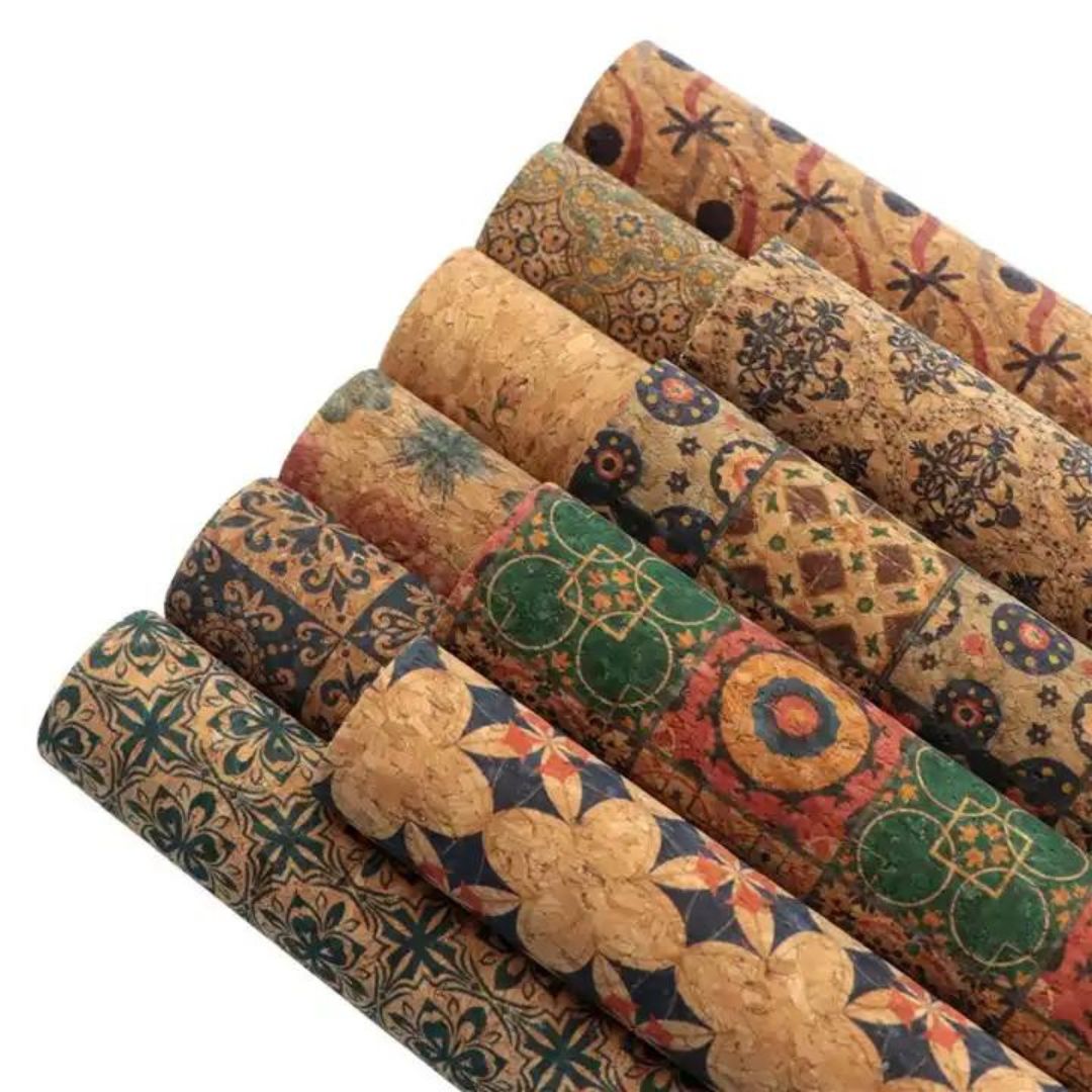 Bee Happy Faux Leather Sheets - Geometric Printed Wood Grain Cork 10pcs