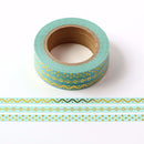 Gold Foil on Slim Mint Washi Tape 5mm x 10m set of 3 rolls
