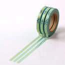 Gold Foil on Slim Mint Washi Tape 5mm x 10m set of 3 rolls