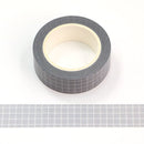 White Color Plaid Gray Background Washi Tape 15mm x 10m