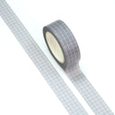 White Color Plaid Gray Background Washi Tape 15mm x 10m