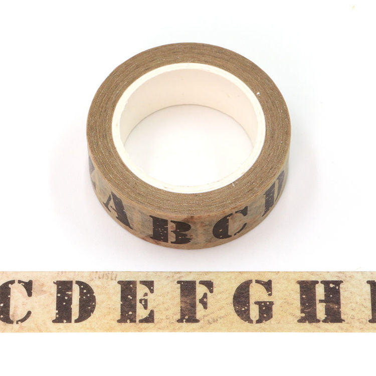 Vintage Alphabet Uppercase Letters Washi Tape 15mm x 10m