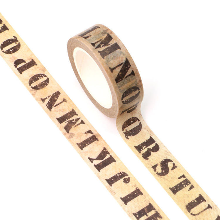 Vintage Alphabet Uppercase Letters Washi Tape 15mm x 10m