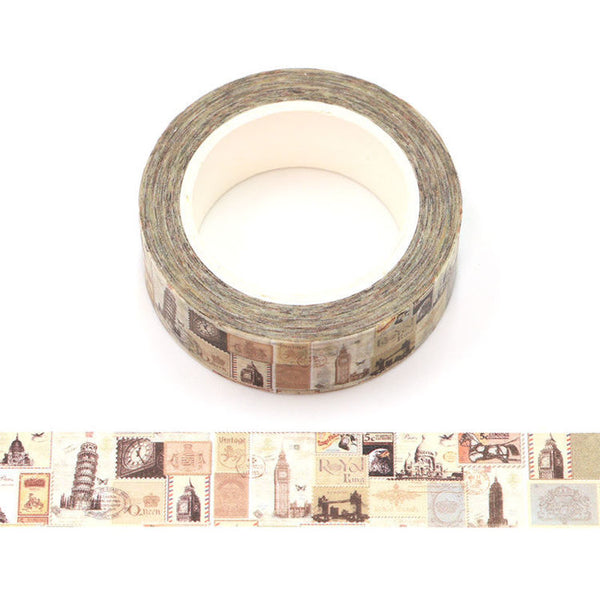Vintage Stamp Washi Tape 15mm x 10m