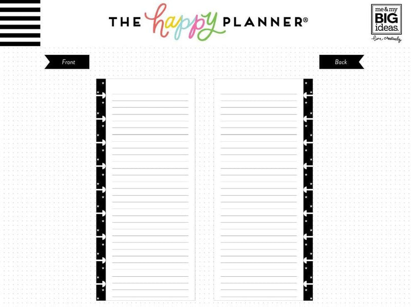 Black White Happy Planner Half Sheet Fill Paper 60/Pkg