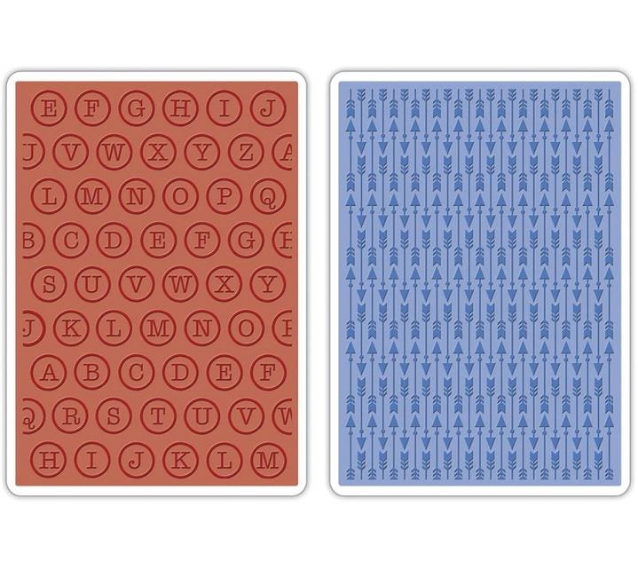 Sizzix Arrows & Typewriter Keys Textured Impressions A6 Embossing Folders 2/Pkg