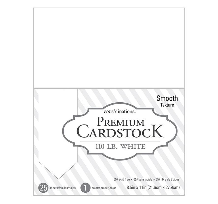 Core'dinations 110lb White Cardstock Smooth Texture Value Pack 8.5