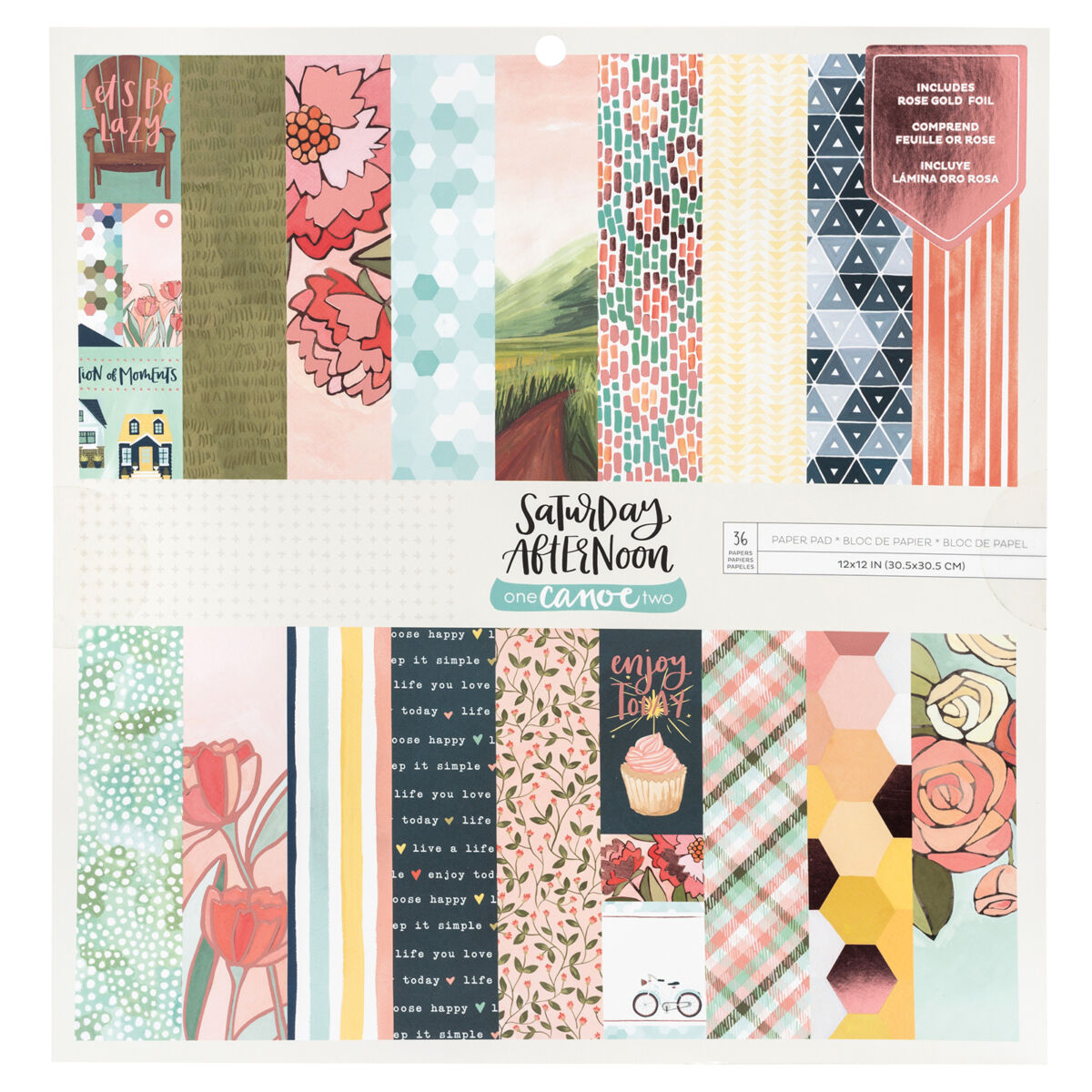American Crafts - 1Canoe2 Saturday Afternoon 12x12 Paper Pad (36 Sheets)