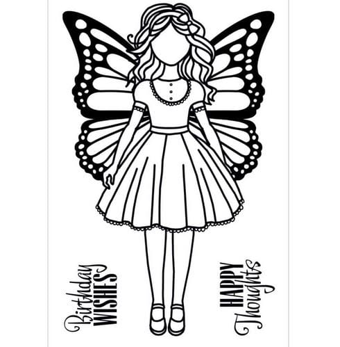Hot Off the Press Small Girl W/Butterfly Wings Stamp