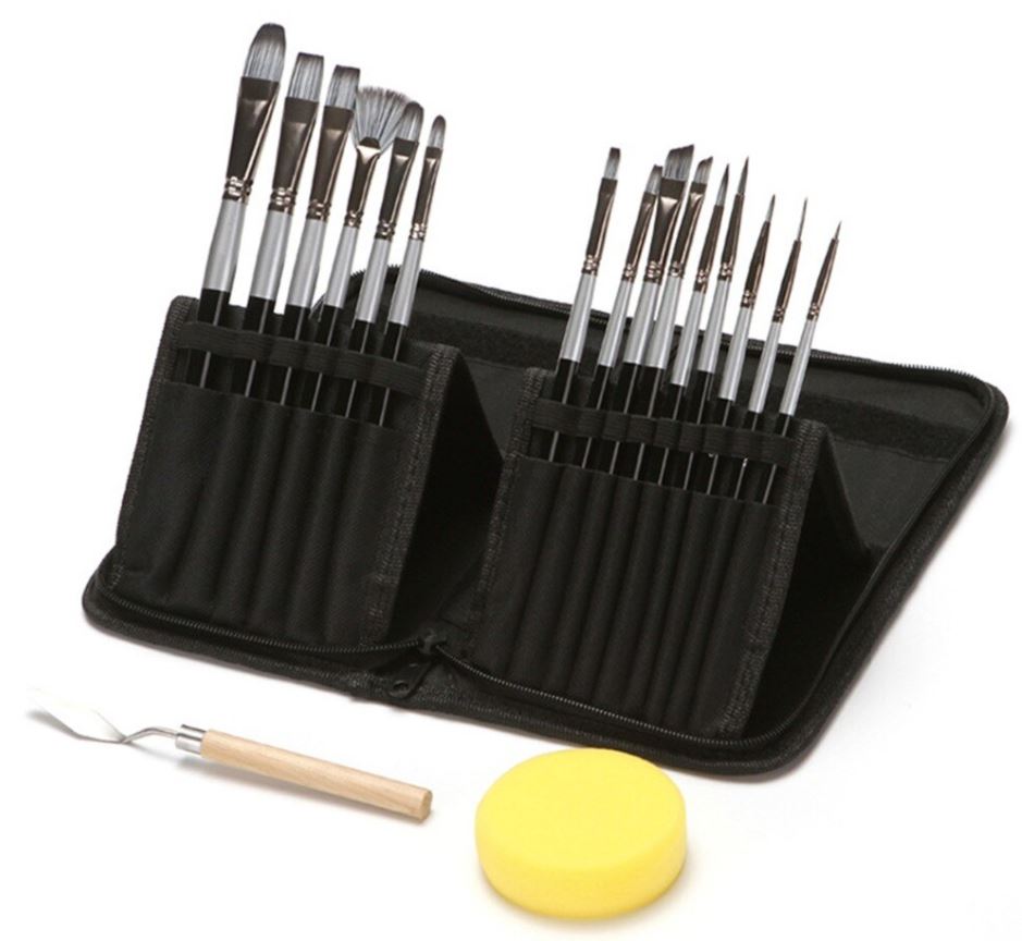 Nylon Painting Brush w/ Bag Set of 16