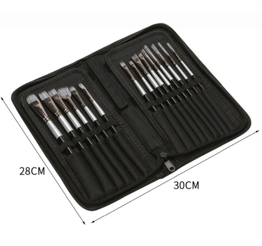 Nylon Painting Brush w/ Bag Set of 16