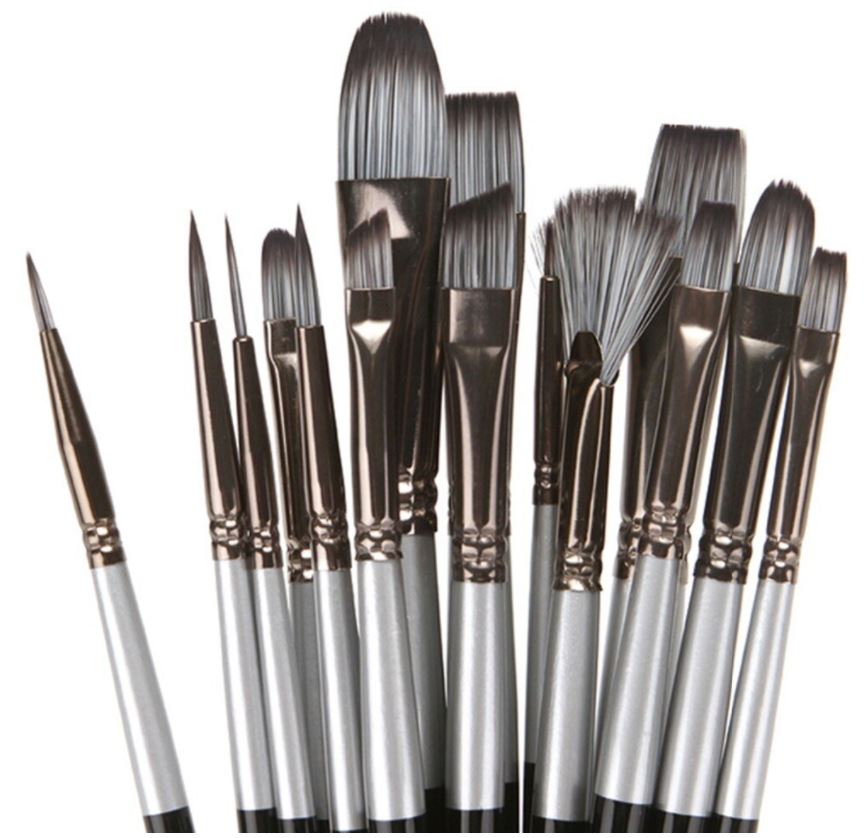 Nylon Painting Brush w/ Bag Set of 16