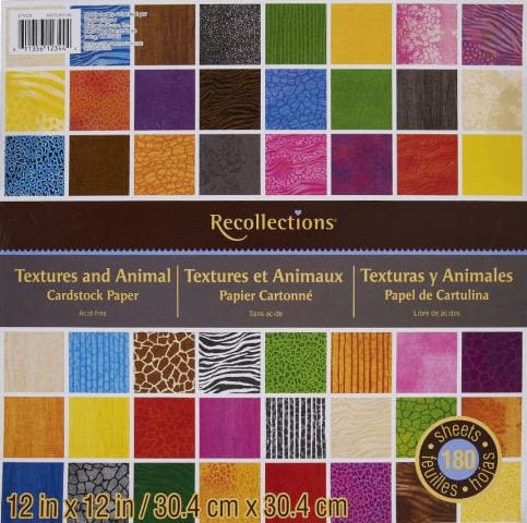 Recollections Textures and Animals Paper Pad 12" x 12" (60 sheets and 180 sheets available)