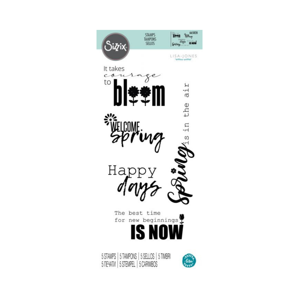 Sizzix Clear Stamps Set 5PK - Spring Sentiments by Lisa Jones